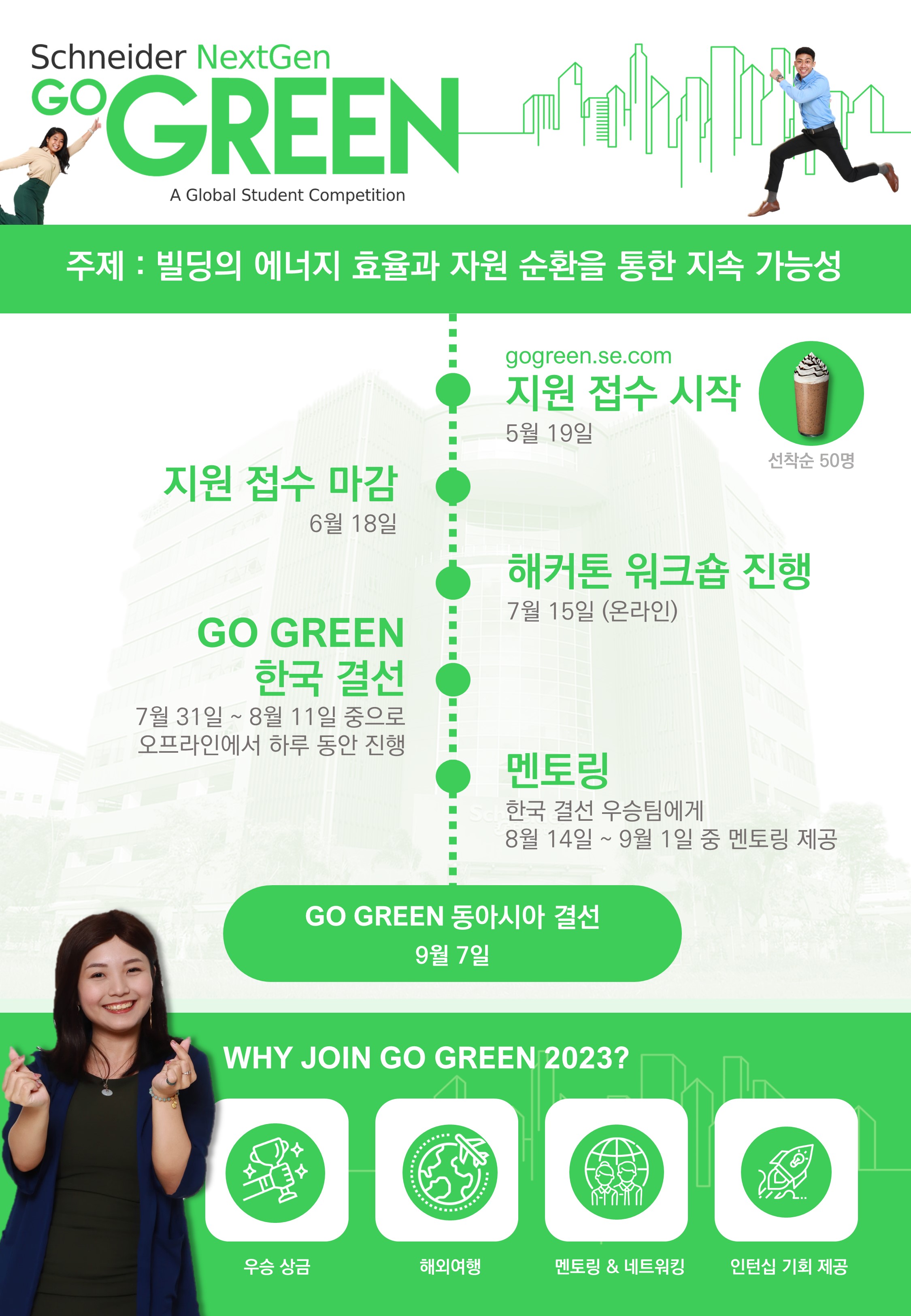 슈나이더 일렉트릭 코리아, 글로벌 공모전 ‘고 그린(Go Green) 2023’ 참가자 모집.jpg