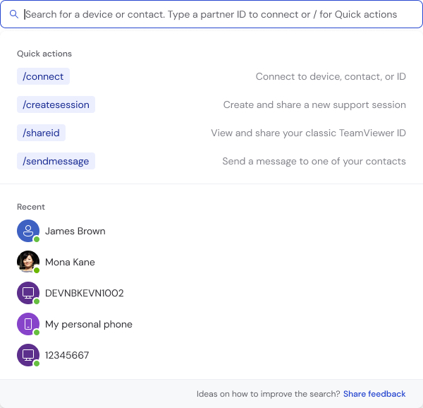 ',팀뷰어 텐서', 빠른 실행 및 포괄 검색 화면.jpg