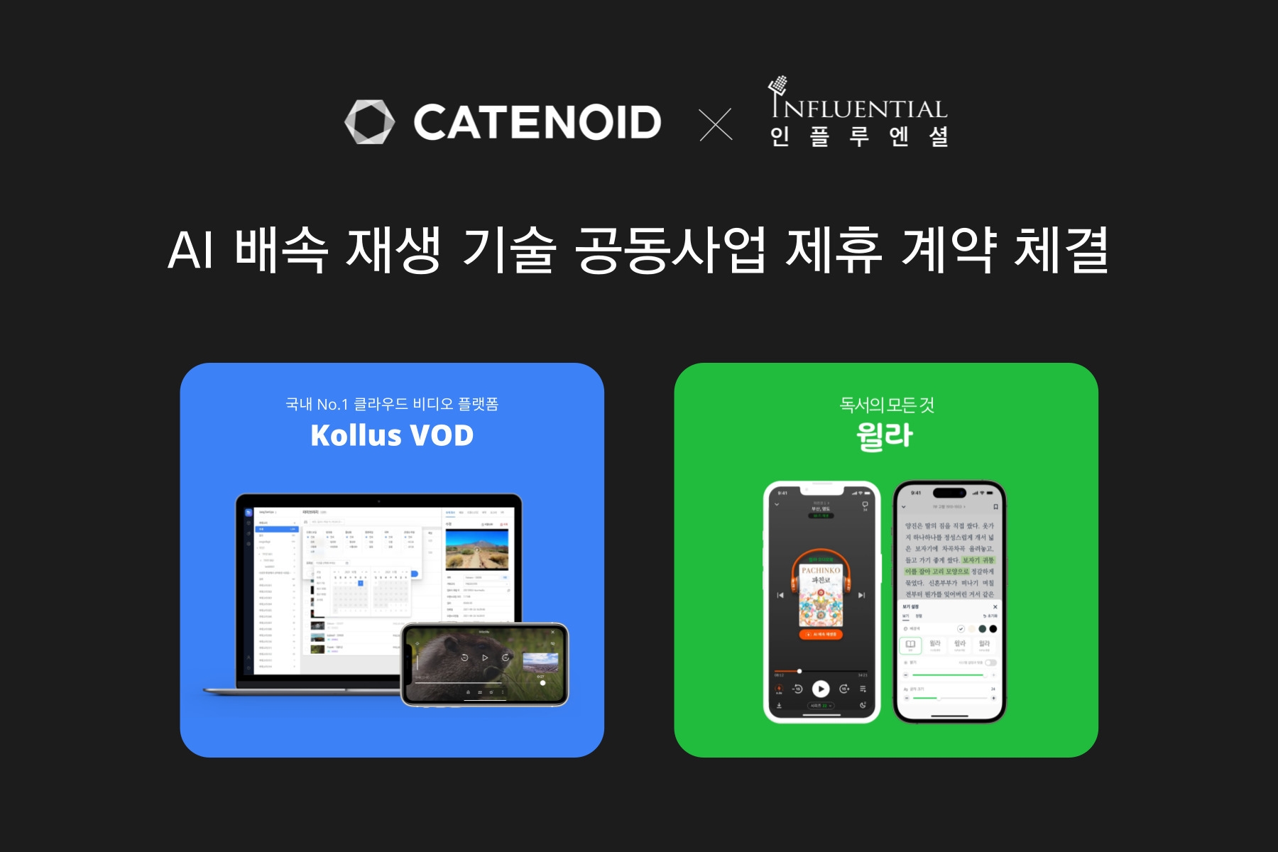카테노이드-인플루엔셜, ‘AI 배속 재생 기술’ 공동사업 제휴 계약 체결.jpg