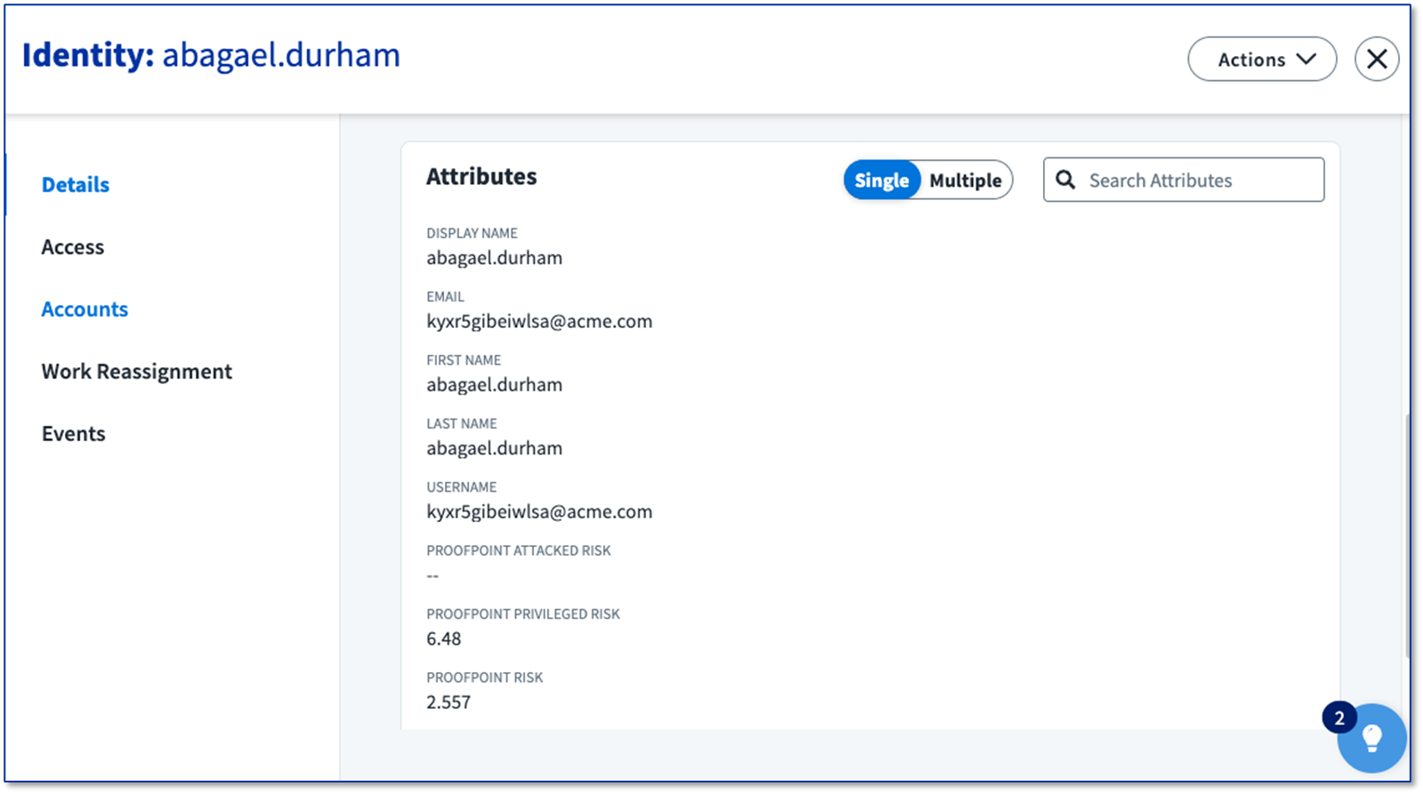 아이덴티티의 속성을 확인하는 프루프포인트 리스크 스코어.png