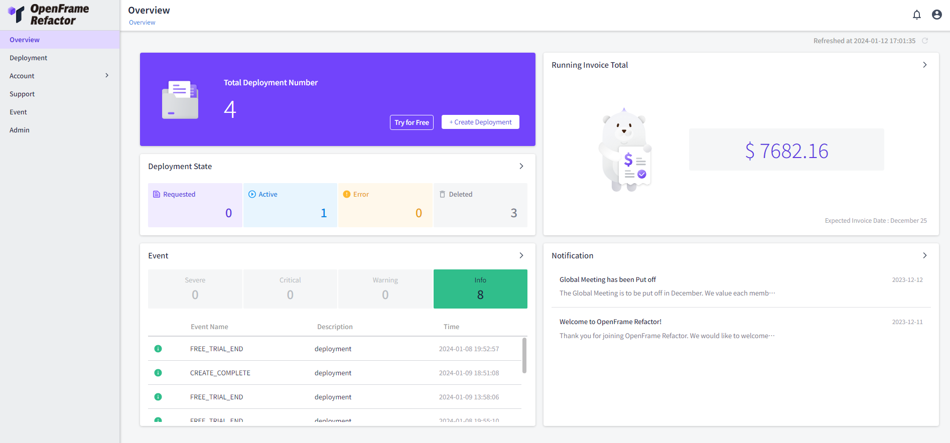 오픈프레임 리팩터 대시보드 화면.png