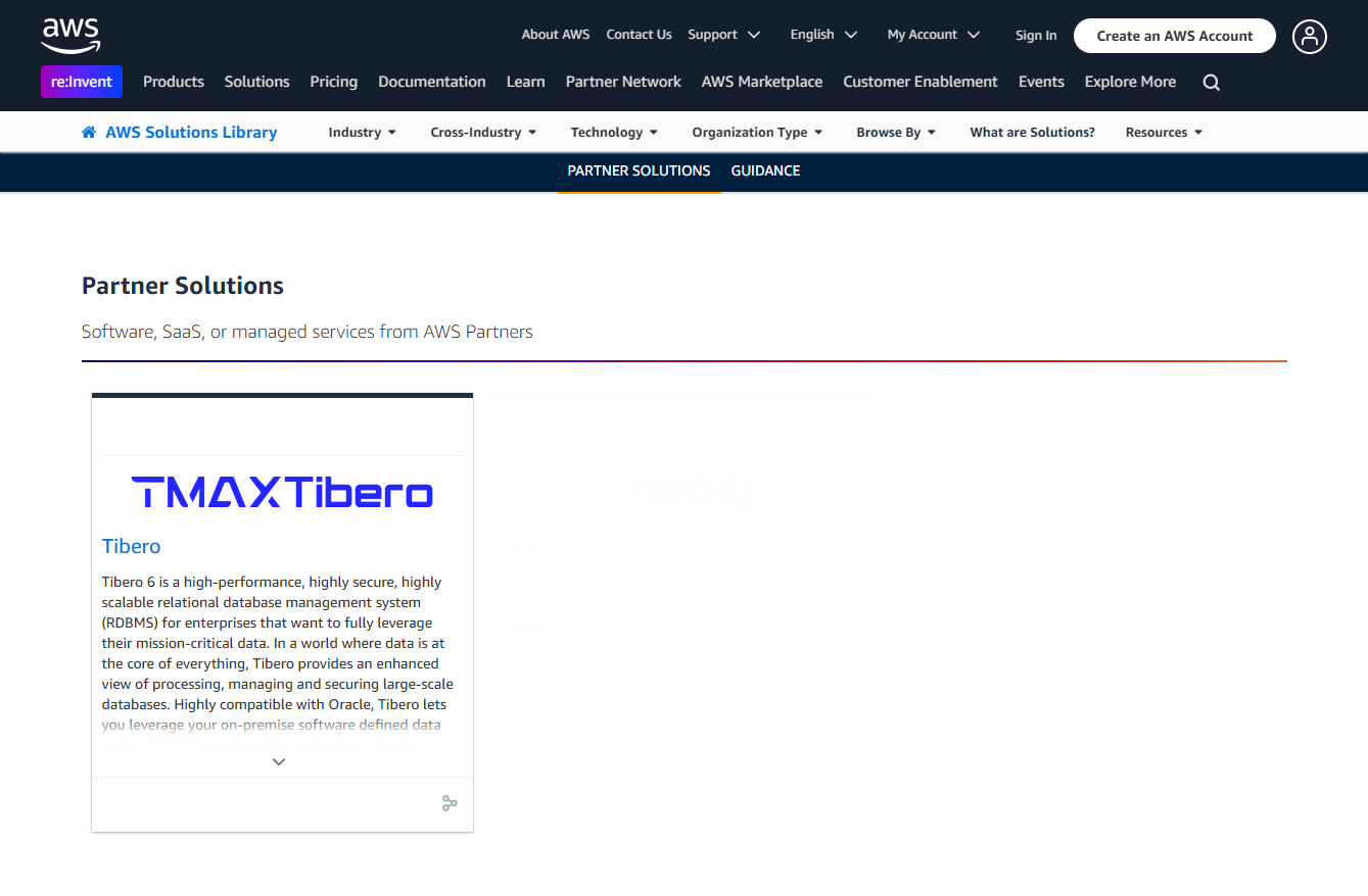 티베로 DBMS, AWS 솔루션즈 라이브러리 등재.“글로벌 기술력 입증”.png