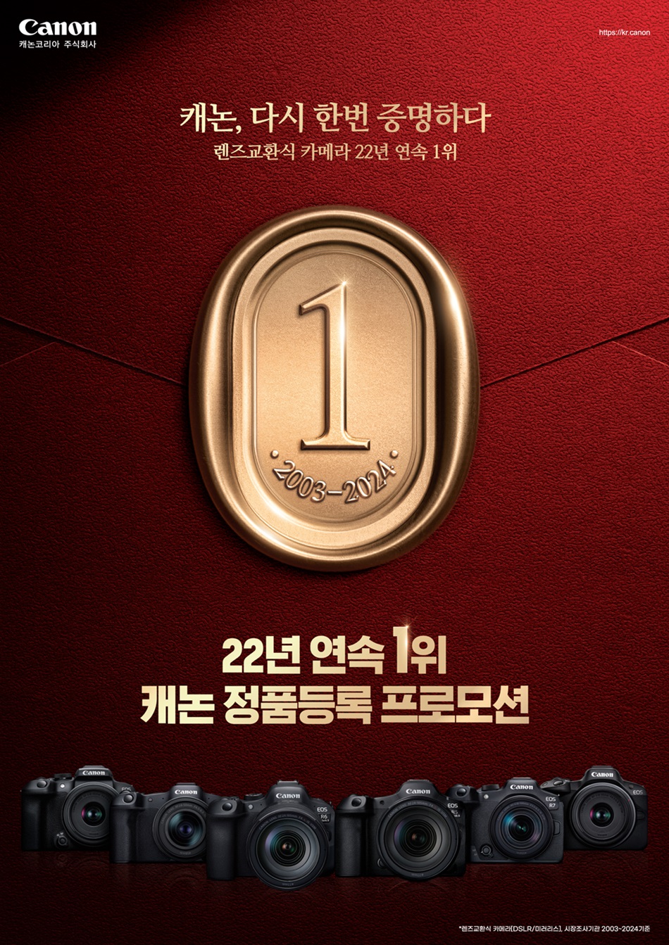 캐논코리아, 국내 렌즈 교환식 카메라 시장 ‘22년 연속 1위 기념 정품등록 프로모션’ 실시.jpg