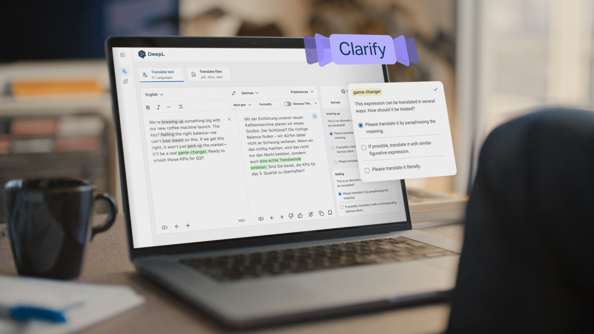 1K딥엘, 신규 기능 ‘클래리파이’ 추가…“AI와 상호작용 통해 최적의 비즈니스 번역 지원”.jpg